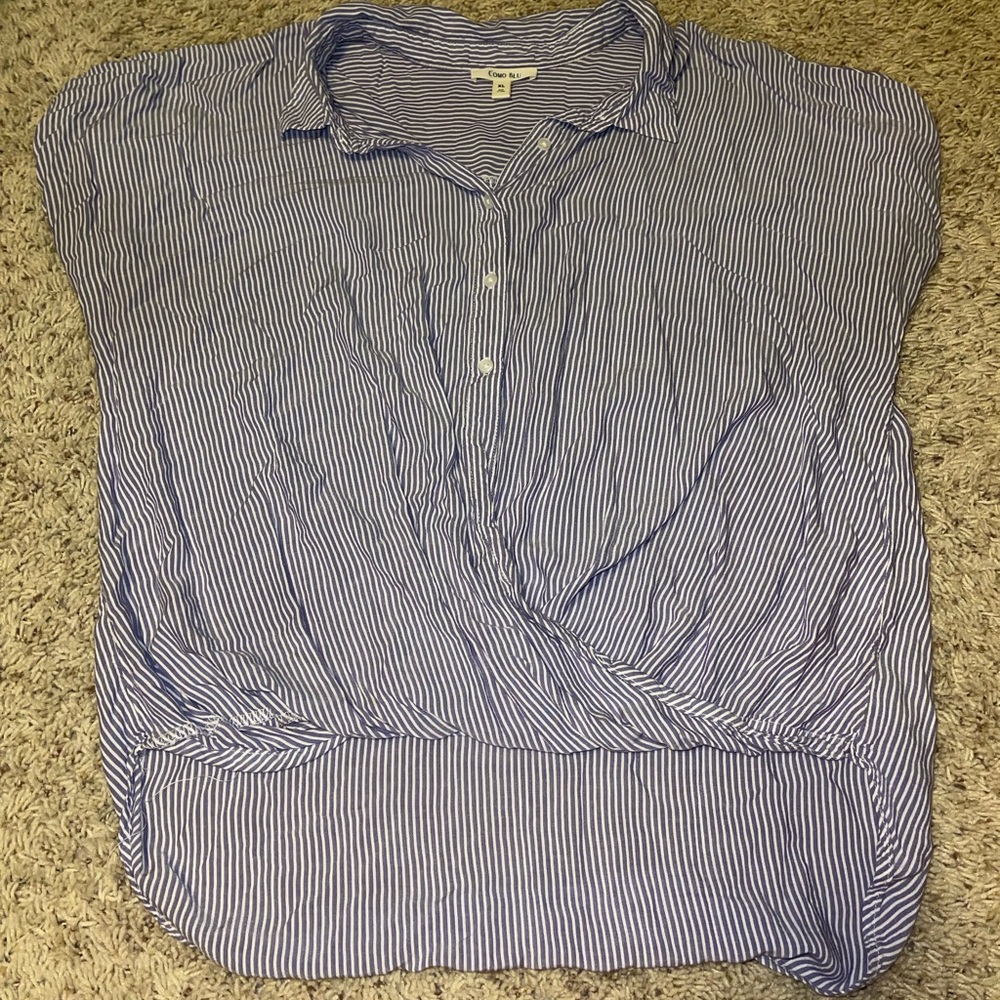 Blue and White Striped Blouse